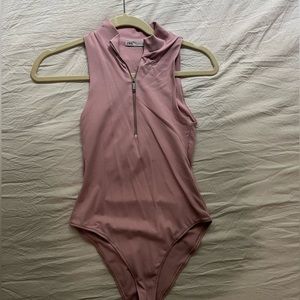 Zara Pink Zip Up Body Suit